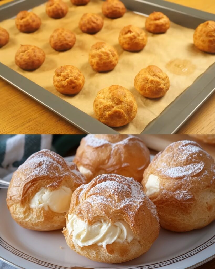 Puff Pastry with Custard Cream and Whipped Cream finished dish