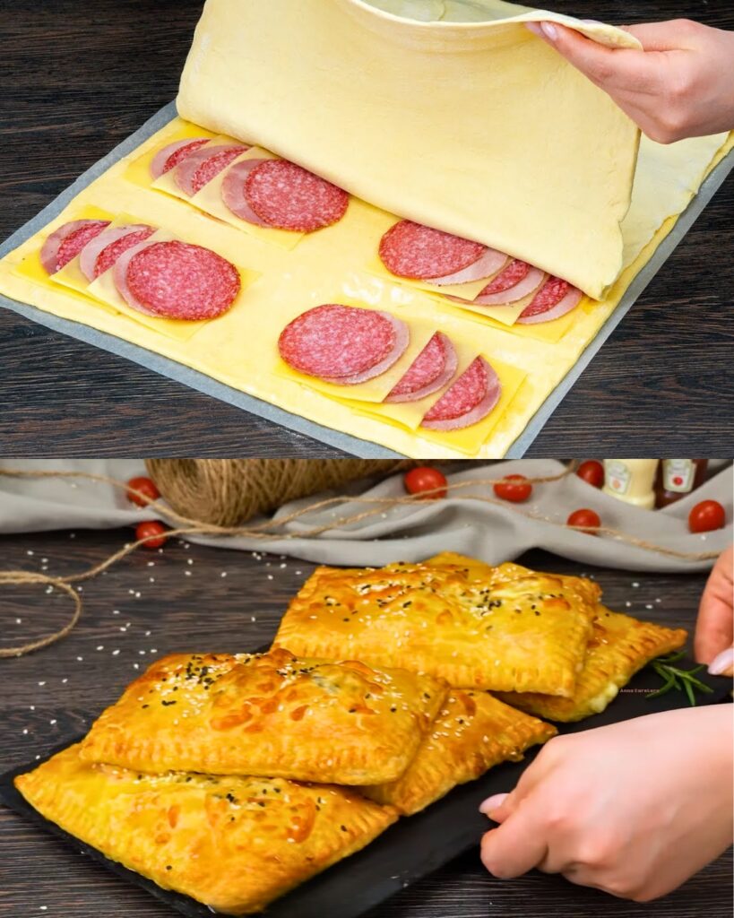 Layered Puff Pastry Ham and Cheese Bites finished dish