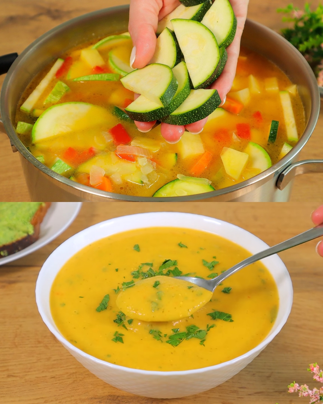 Creamy Vegetable Soup with Herb Toasts