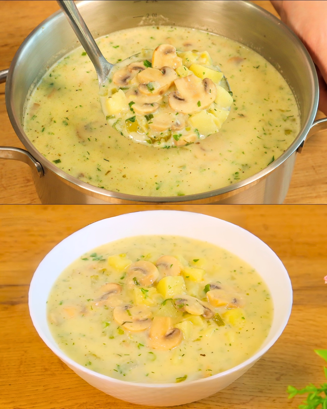 Creamy Mushroom Soup with Cucumber Yogurt Dip and Herb Toasts