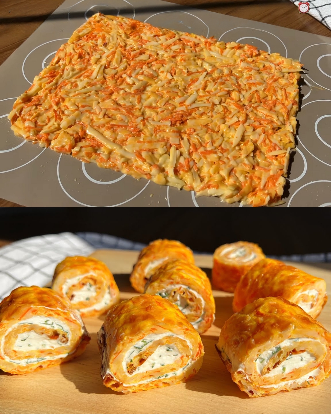 Cheese and Herb Roll with Creamy Carrot Filling