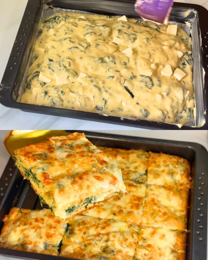 Spinach and Cheese Savory Baked finished dish