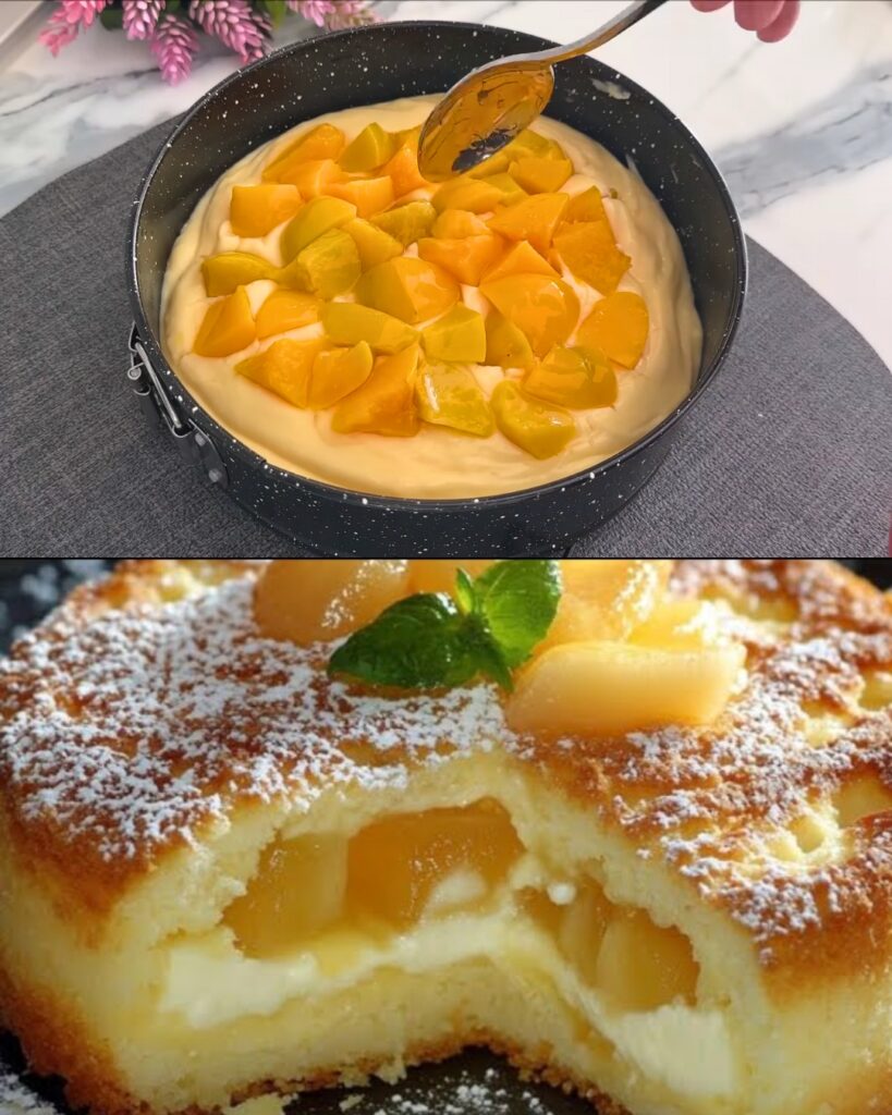 Lemon Peach Cake with Vanilla Custard Filling
