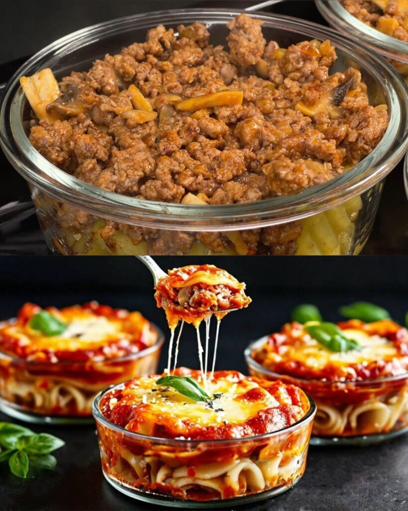 Hearty Minced Beef and Potato Casserole with Creamy Garlic Cucumber Sauce finished dish