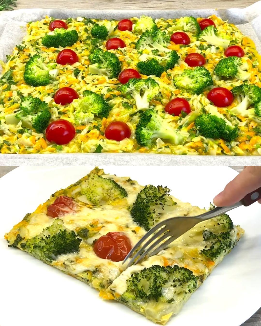 Broccoli and Cabbage Vegetable Bake with Mozzarella