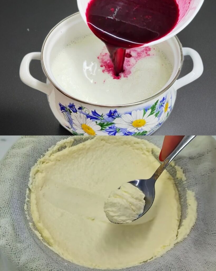 Homemade Beetroot Cheese with Lemon Juice