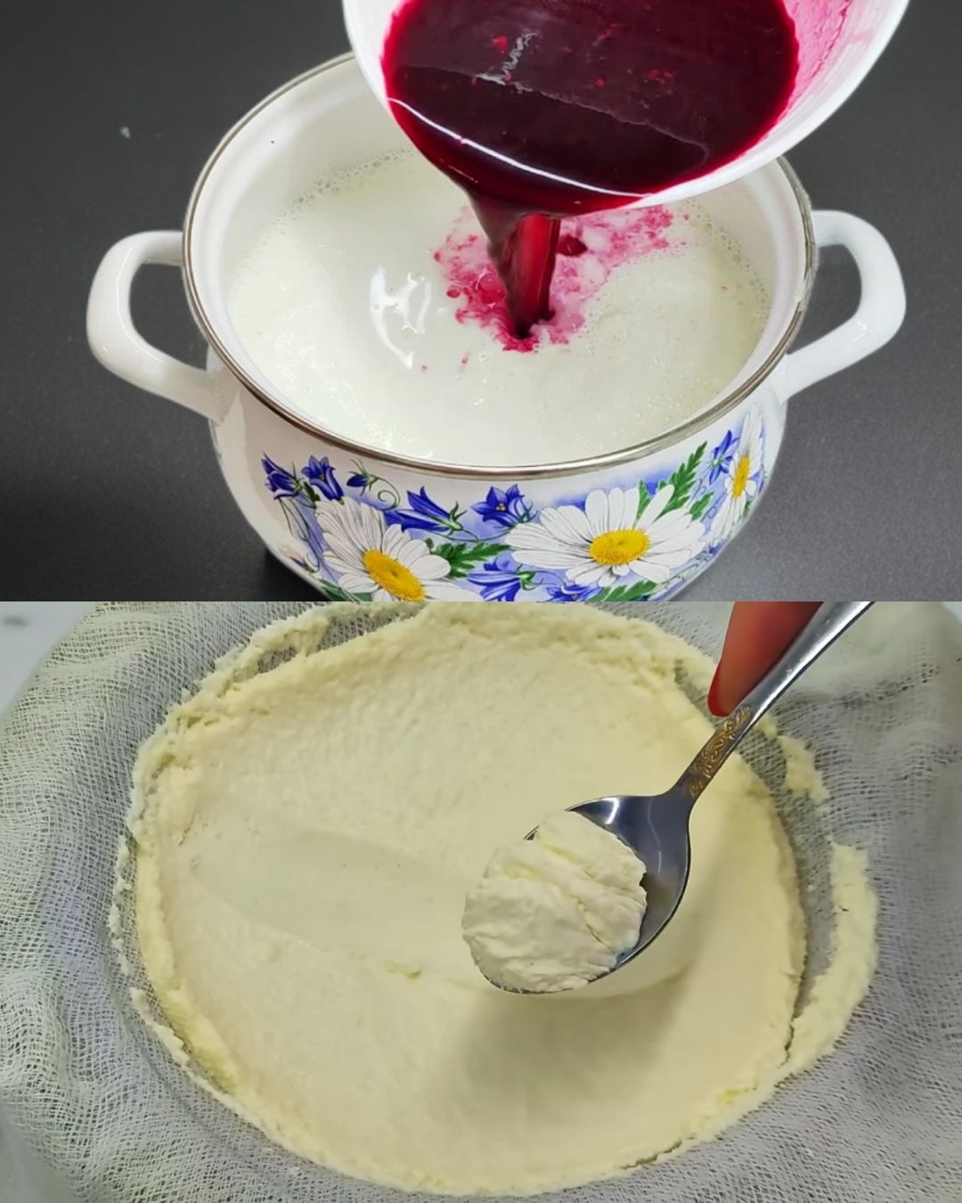 Homemade Beetroot Cheese with Lemon Juice
