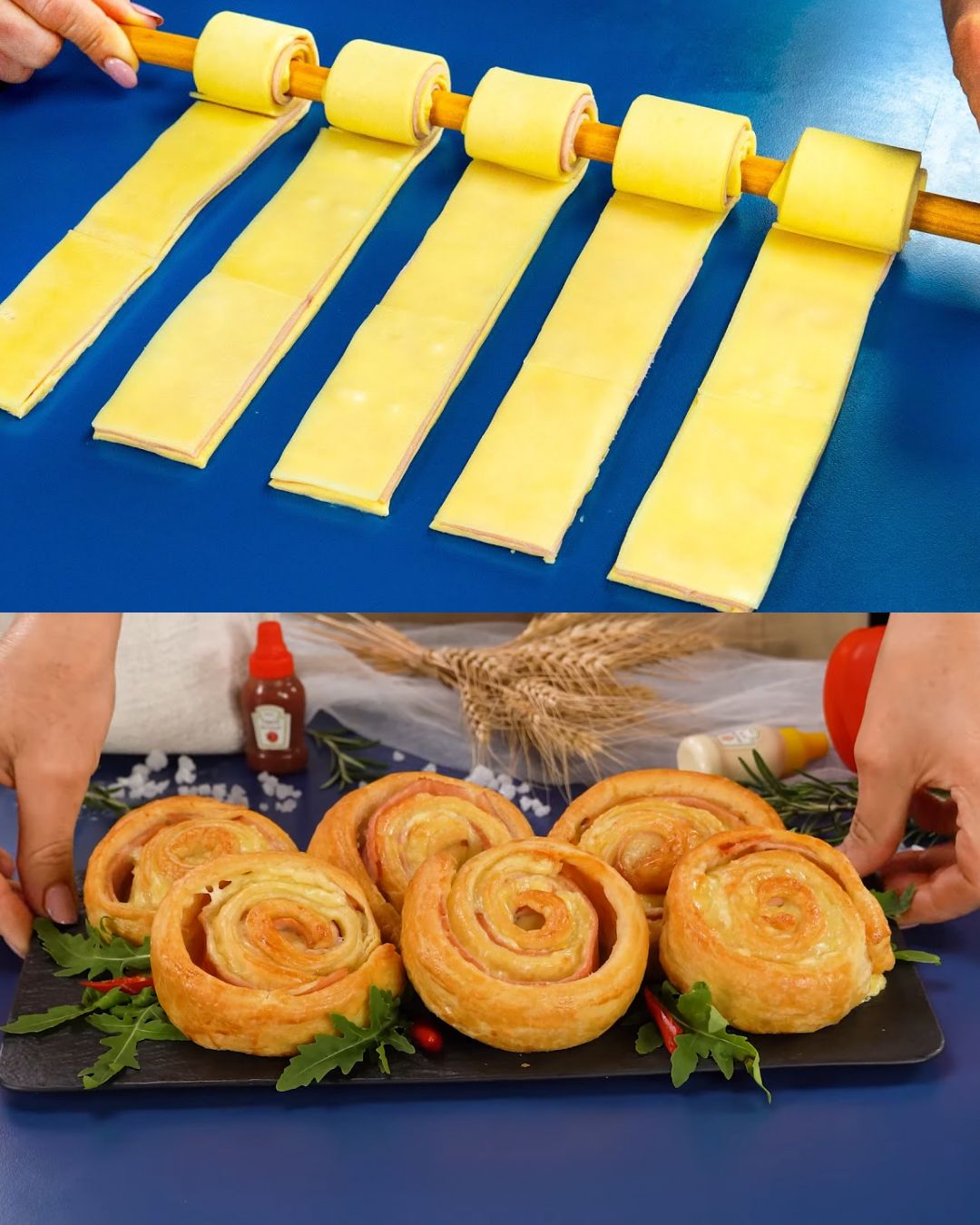 Savory Puff Pastry Pockets with Ham, Cheese, and Pickles