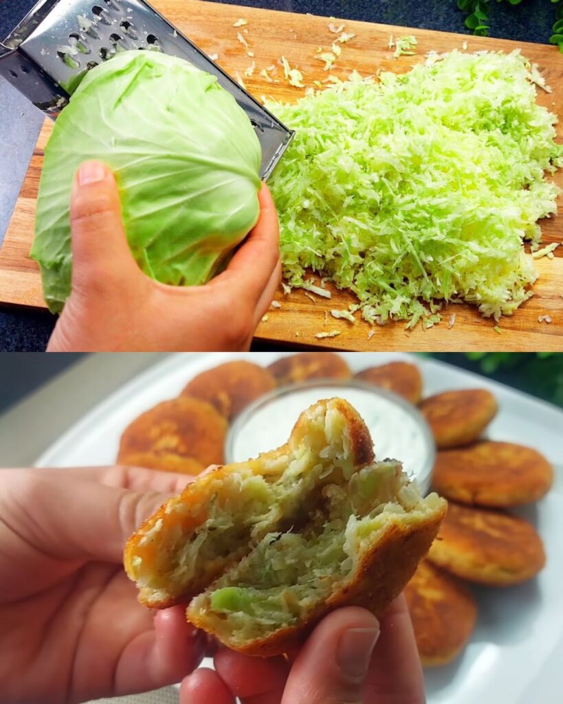 Cabbage Croquettes with Garlic Yogurt Sauce finished dish