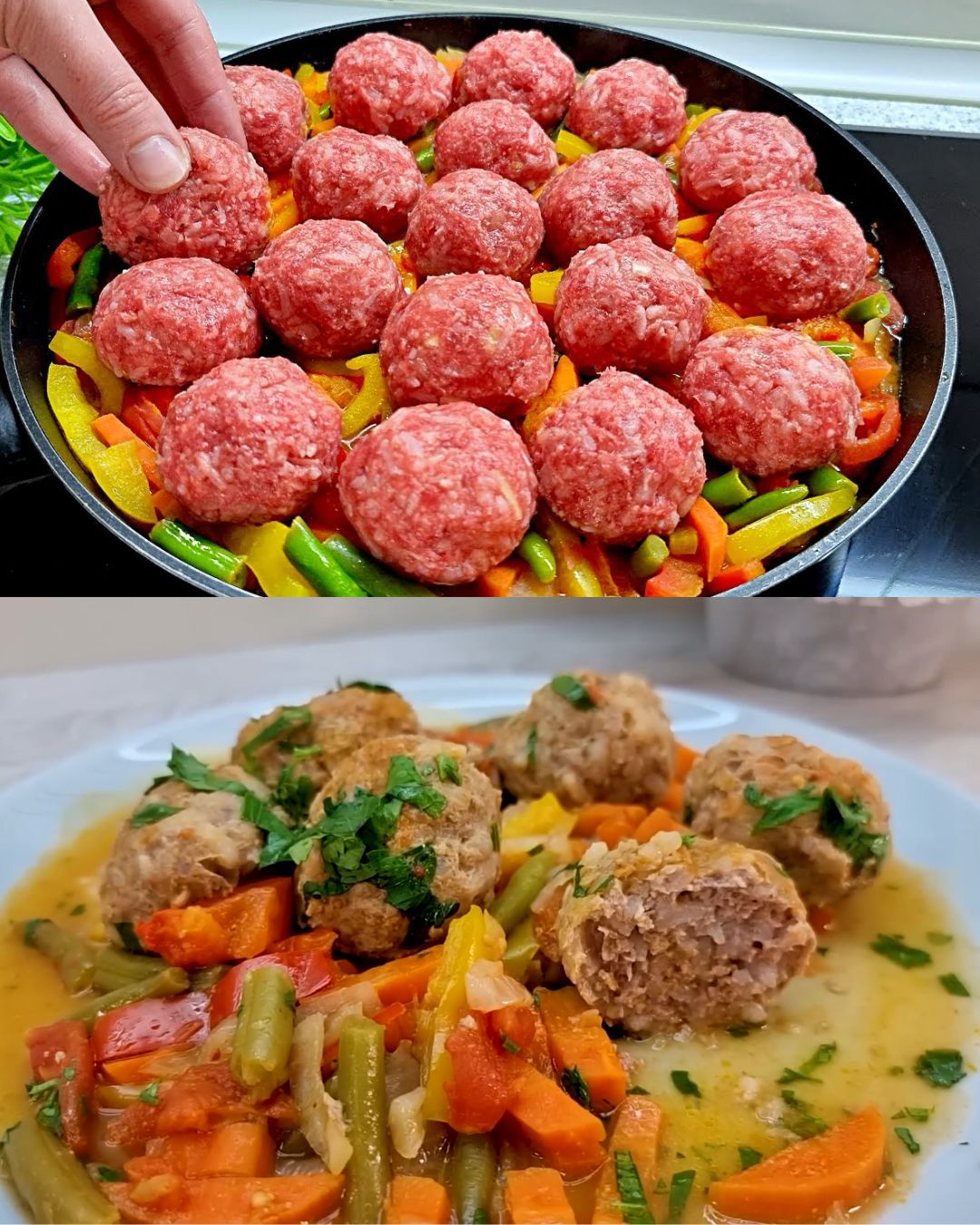 Korean-Style Meatballs with Vegetables and Rice