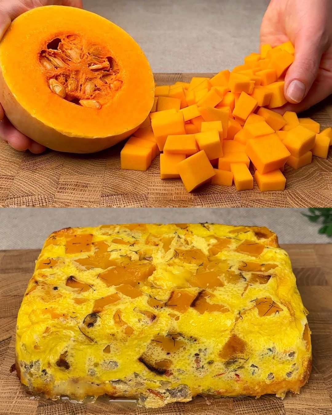 Baked Pumpkin with Minced Meat and Eggs Casserole