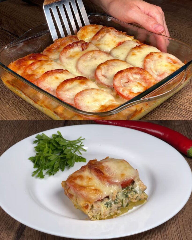 Baked Chicken Fillets with Creamy Potato and Tomato Mozzarella Bake