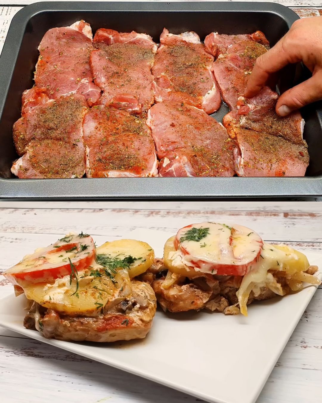 Hearty Baked Beef Steak with Potatoes and Cheese