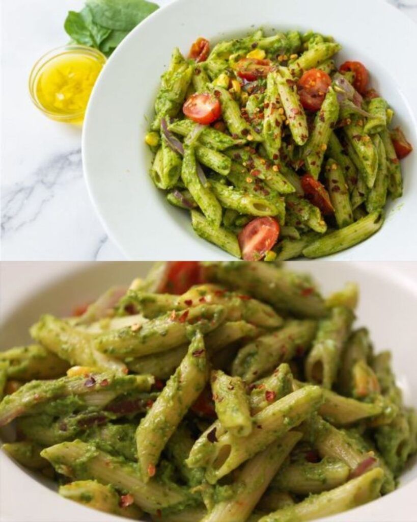 Creamy Avocado Spinach Pasta finished dish