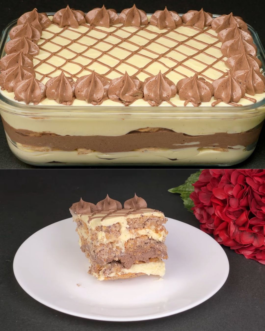 Hazelnut Cake with Vanilla Cream and Cocoa