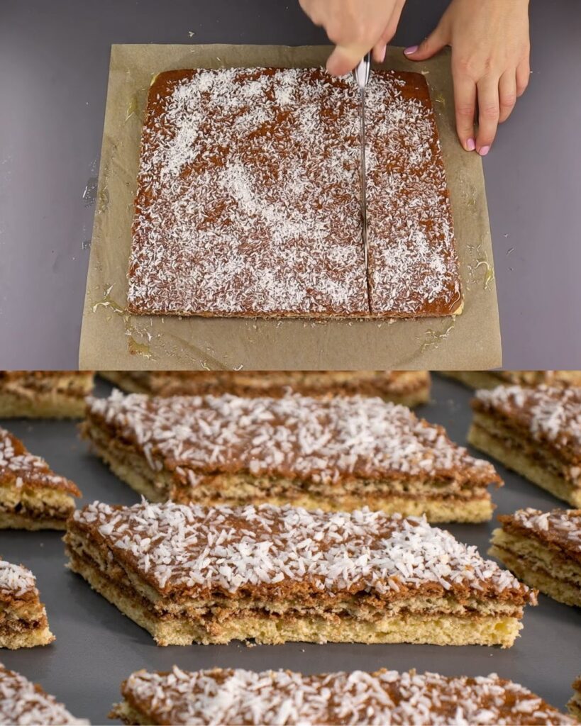 Honey and Cocoa Cake with Coconut Topping finished dish
