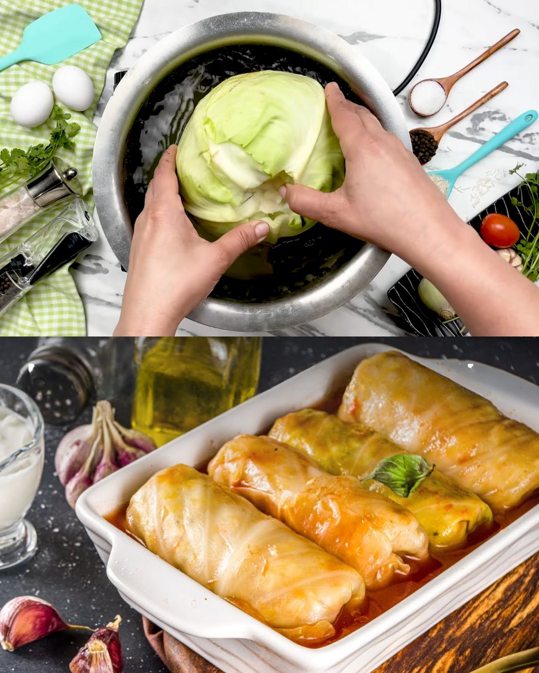 Stuffed Cabbage Rolls with Ground Beef and Rice