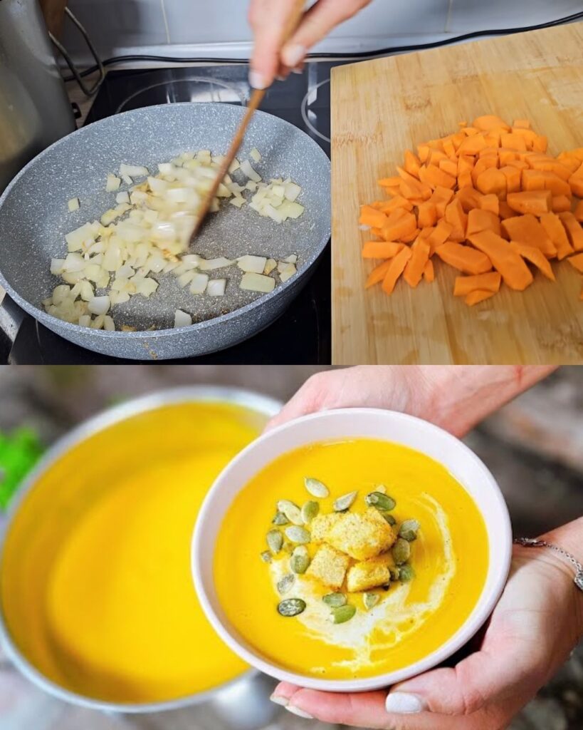 Creamy Pumpkin Soup with Garlic Croutons
