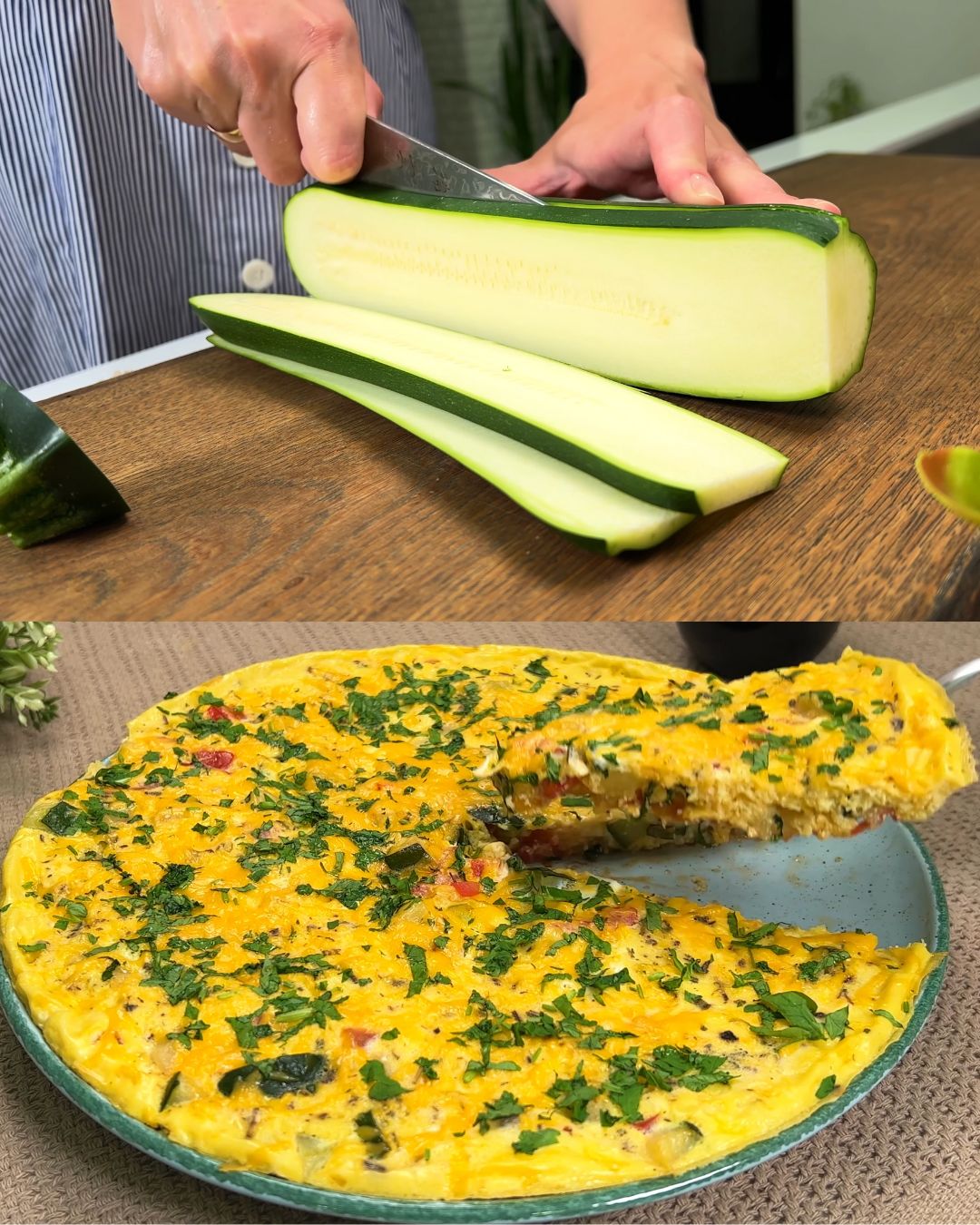 Zucchini and Cheese Frittata with Tomatoes and Herbs