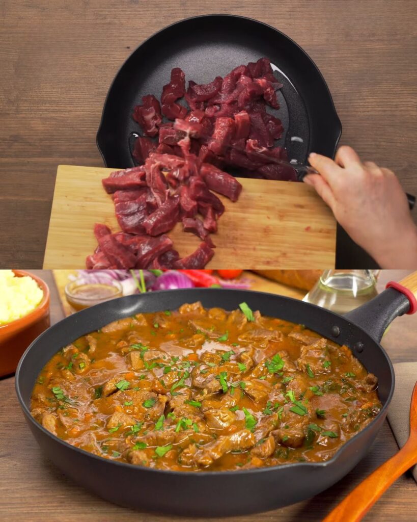 Braised Beef with Vegetables in a Rich Gravy finished dish