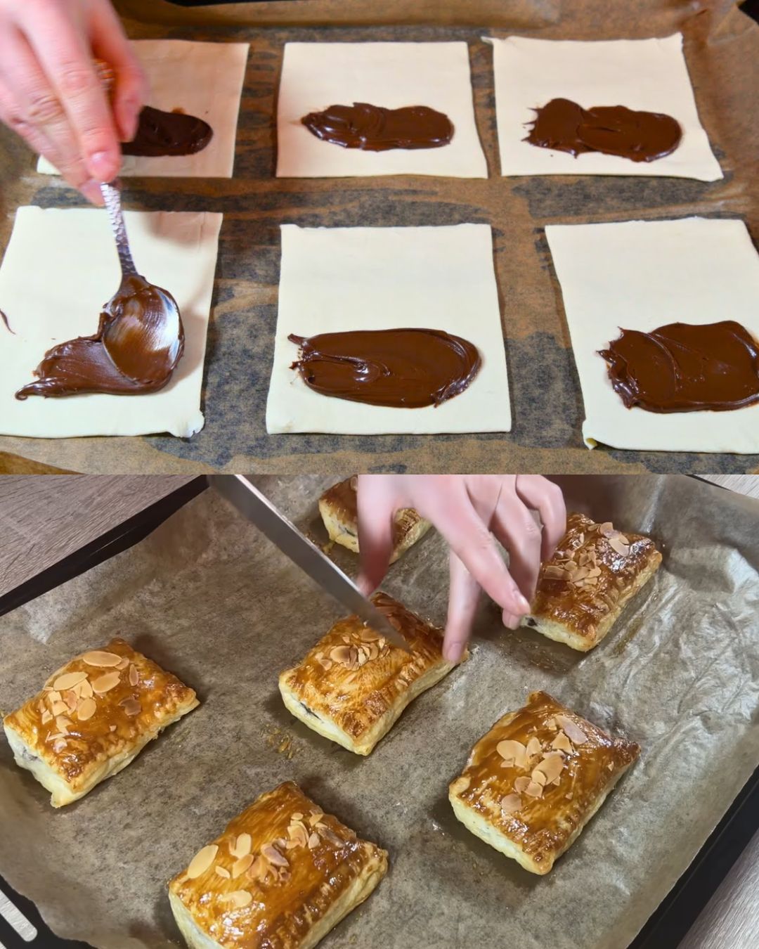 Nutella Banana Puff Pastry with Almonds