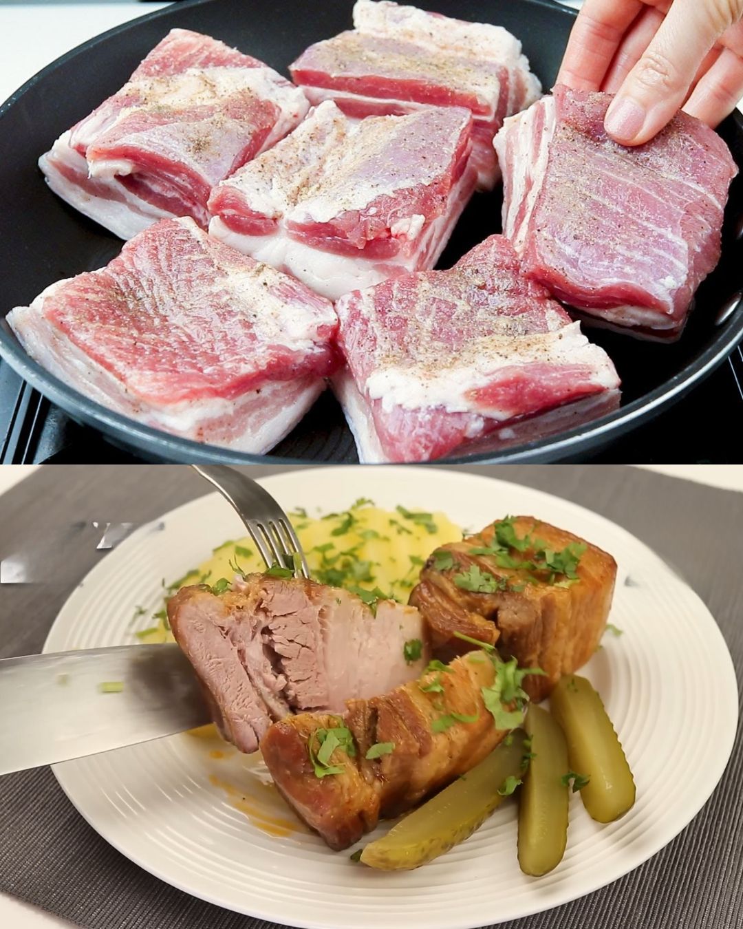Beer-Braised Pork Belly with Creamy Mashed Potatoes