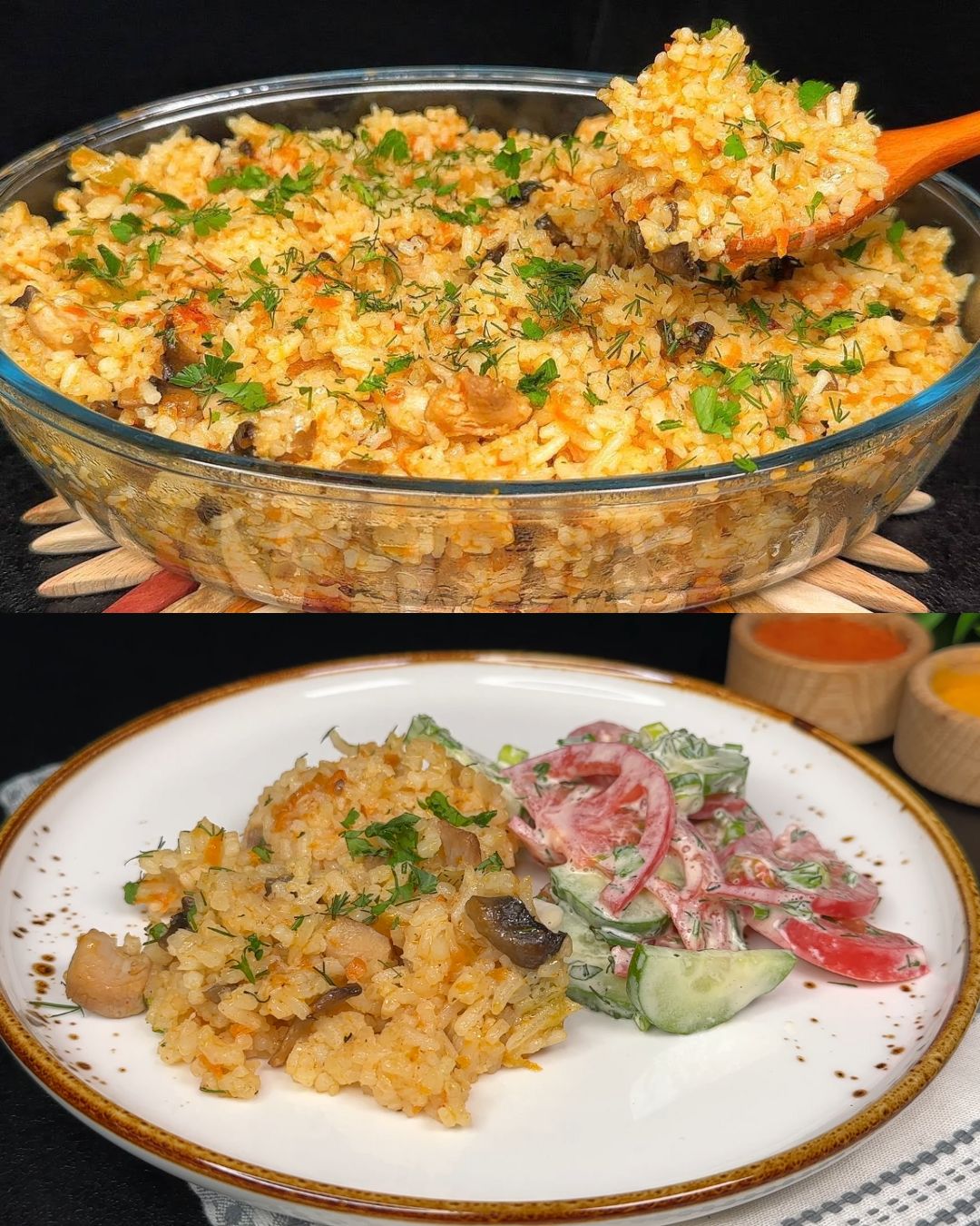 Chicken and Rice Delight with Fresh Vegetable Salad