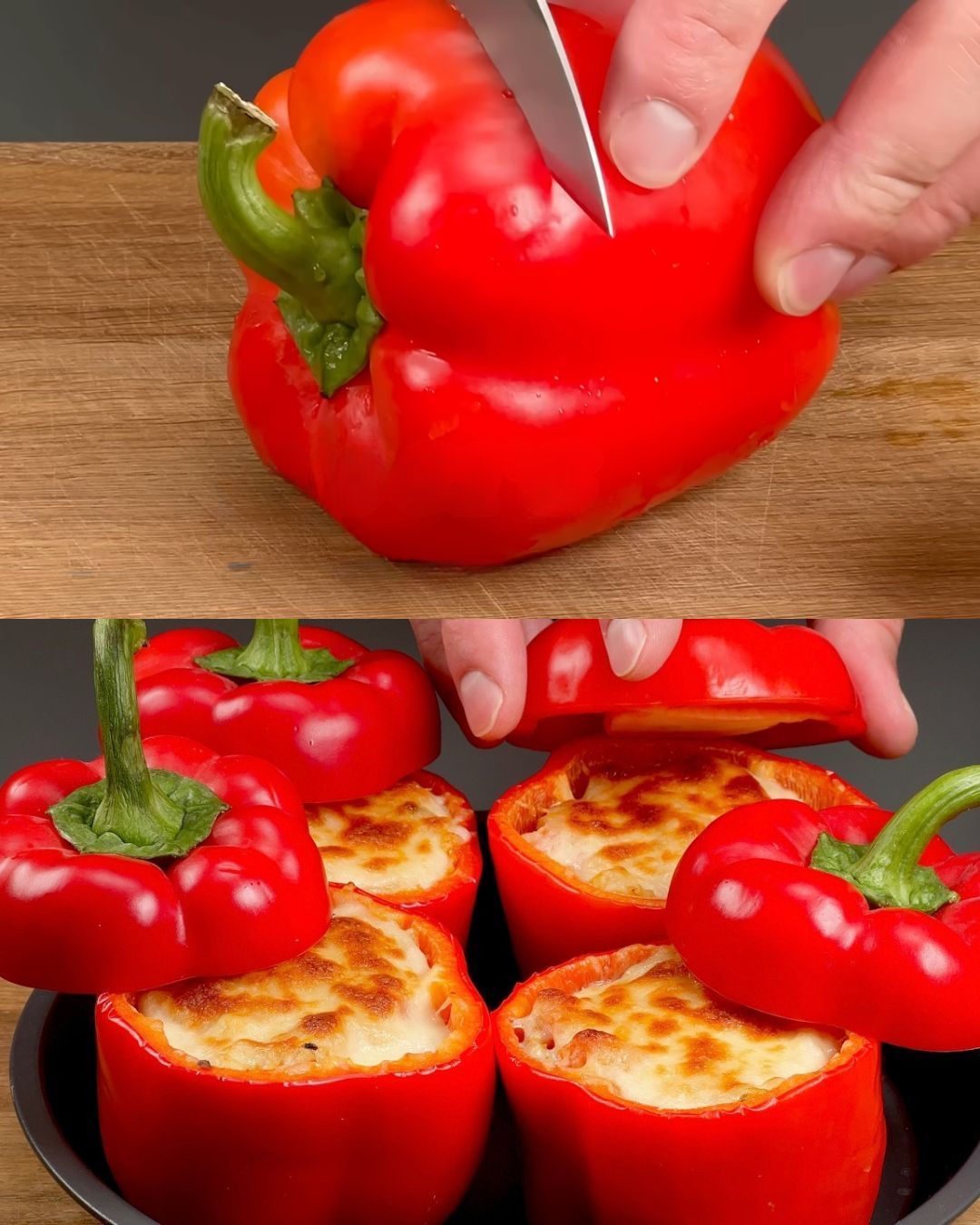 Stuffed Bell Peppers with Chicken, Rice, and Mozzarella