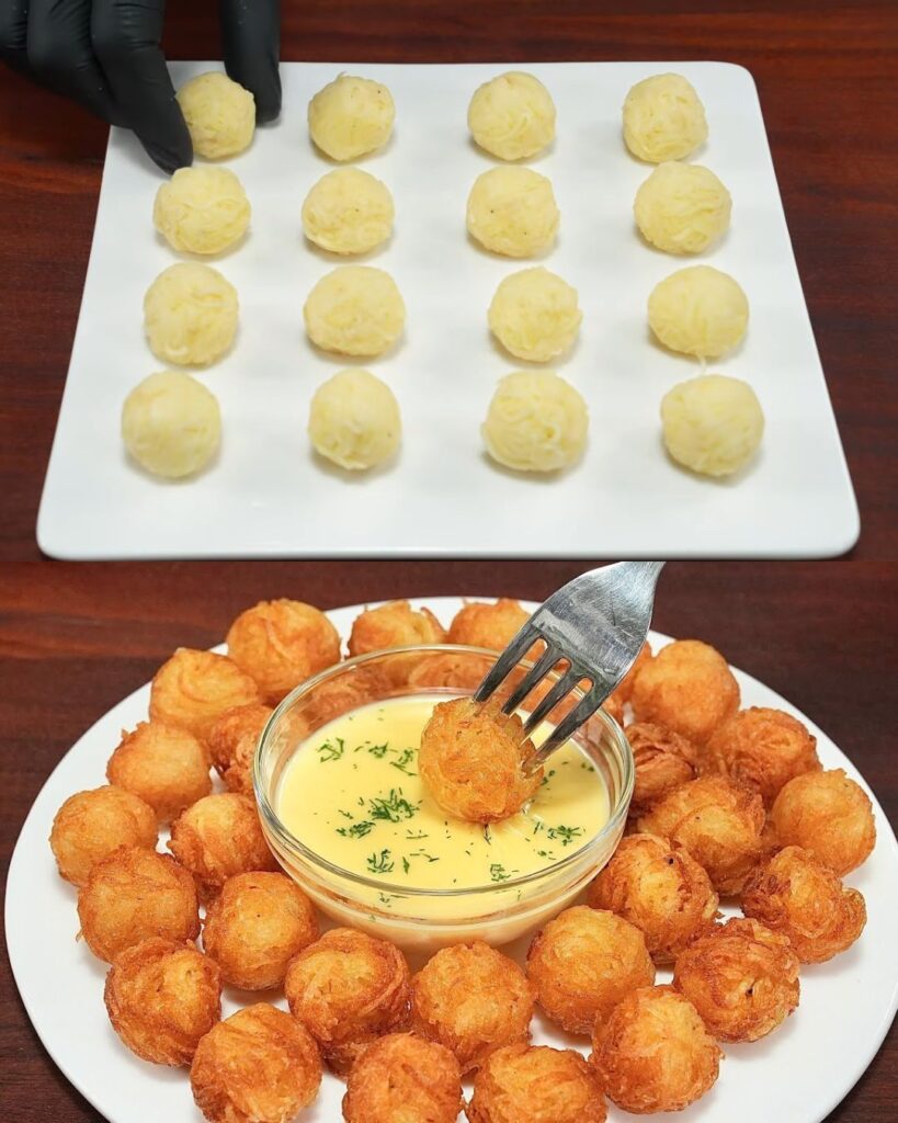 Potato Samosas with Cheese Sauce