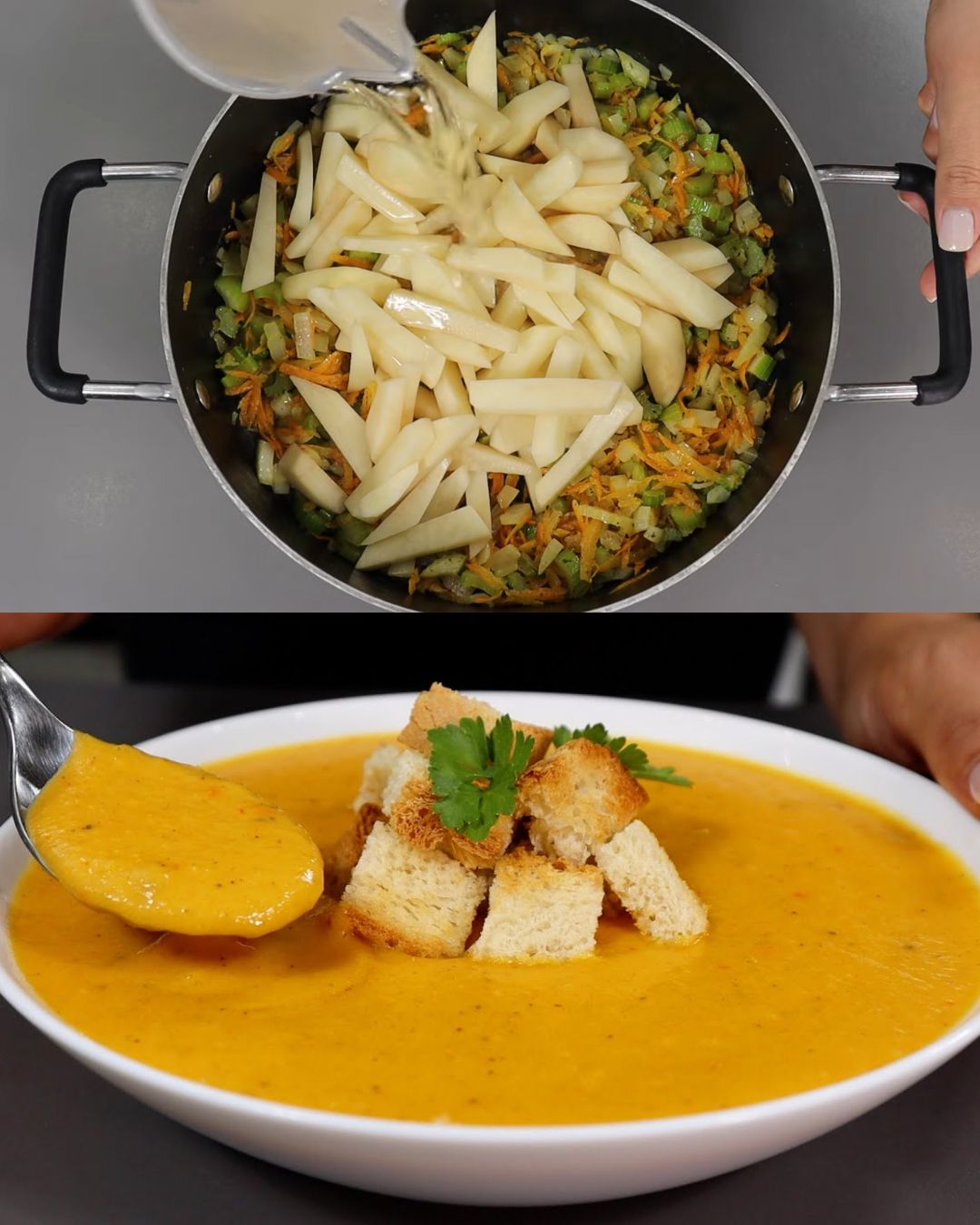 Creamy Pumpkin and Vegetable Soup with Thyme and Nutmeg