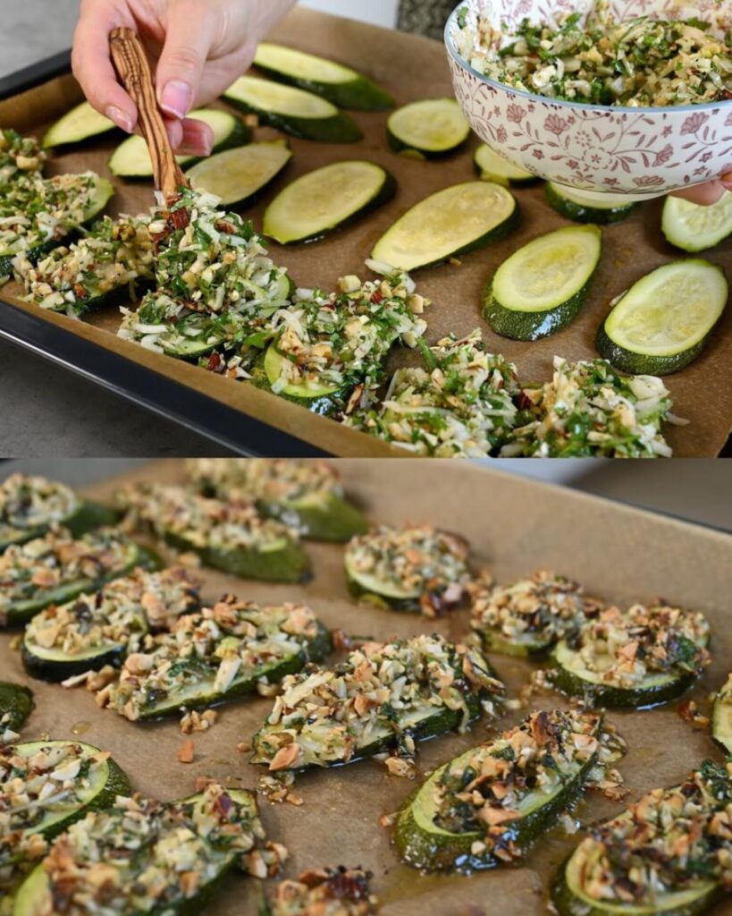 Stuffed Zucchini with Rice, Herbs, and Mixed Nuts finished dish