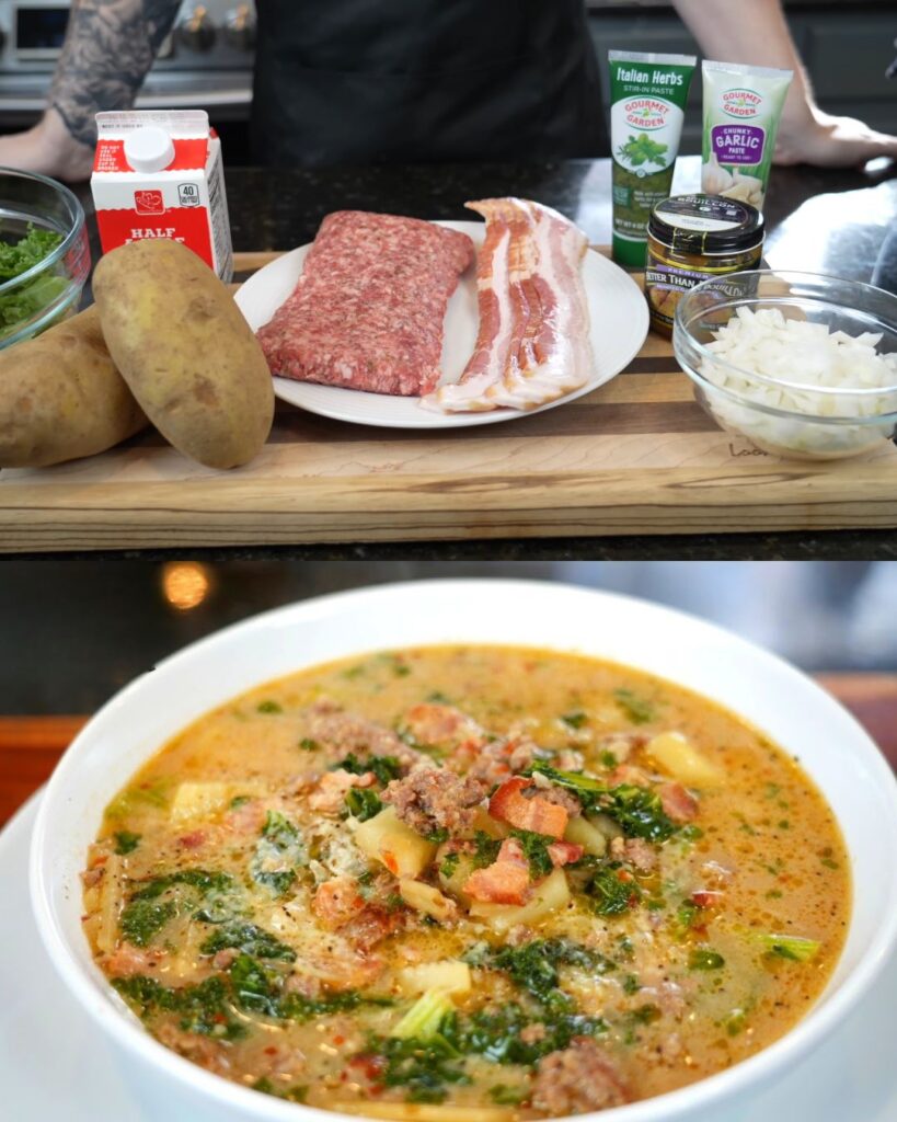 Creamy Sausage, Potato, and Kale Soup finished dish