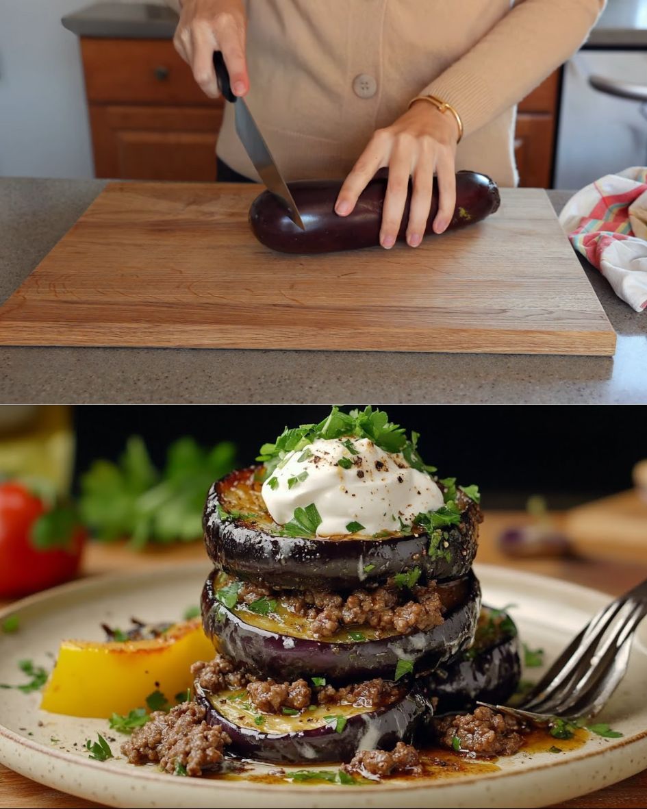 Stuffed Eggplants with Minced Meat and Rice