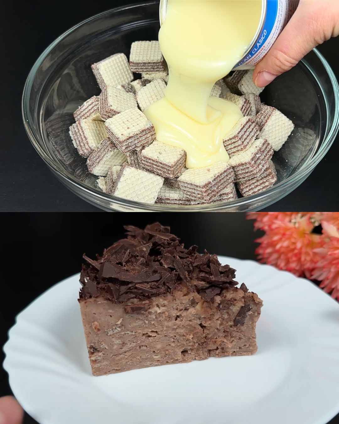 Layered Waffle and Chocolate Custard Dessert