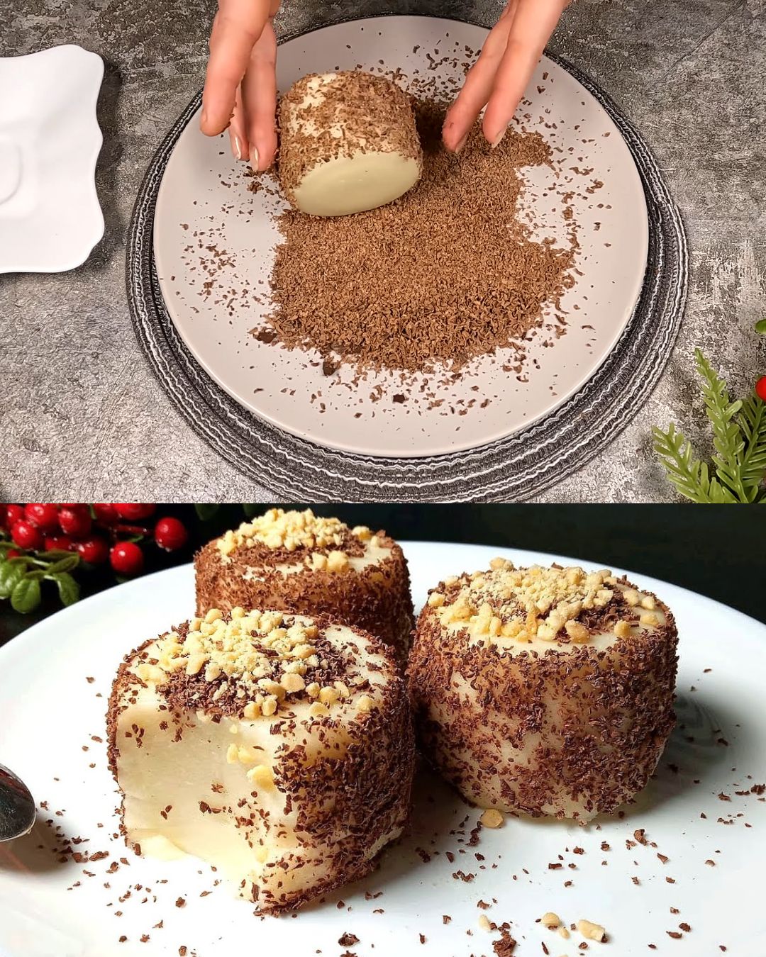 Creamy Vanilla Pudding with Chocolate Decoration