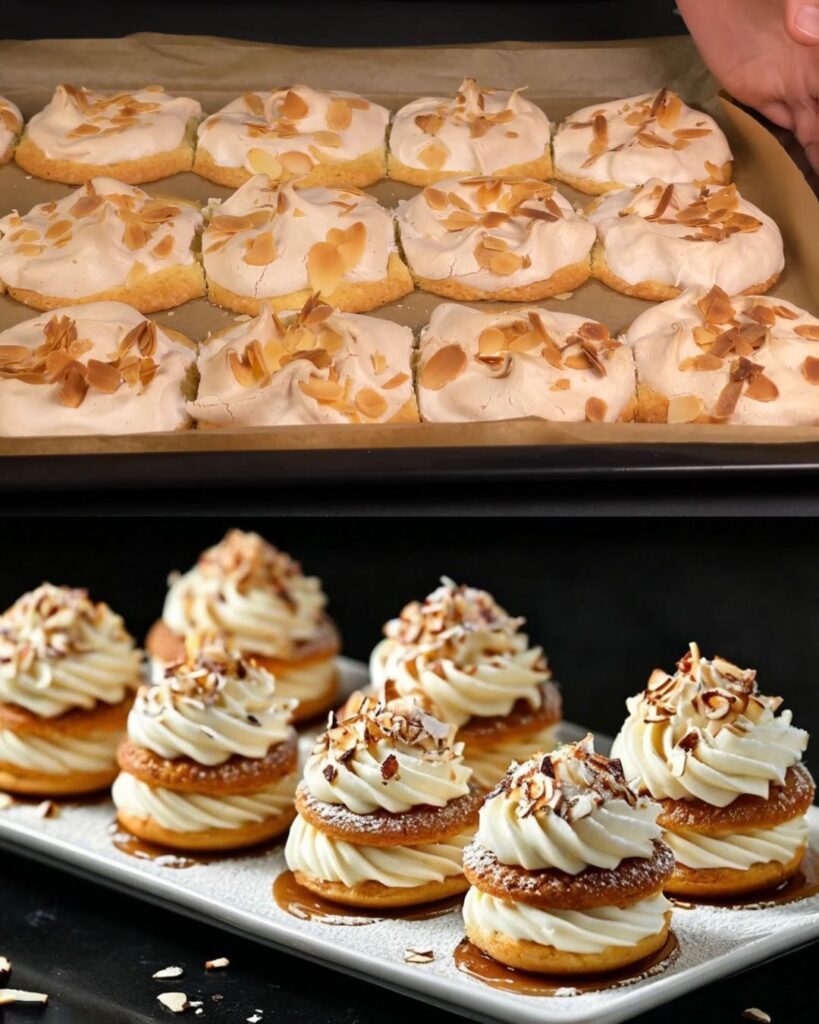 Almond Meringue Cake with Creamy Filling