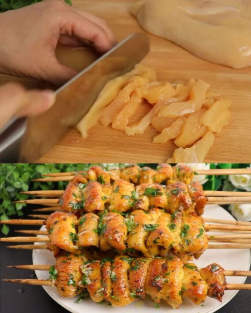 Grilled Chicken Skewers with Garlic Butter Sauce finished dish