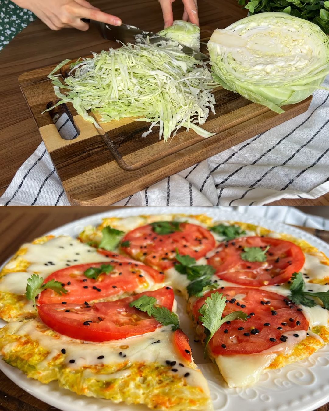 Savory Cabbage and Carrot Fritters with Tomato and Cheese Garnish