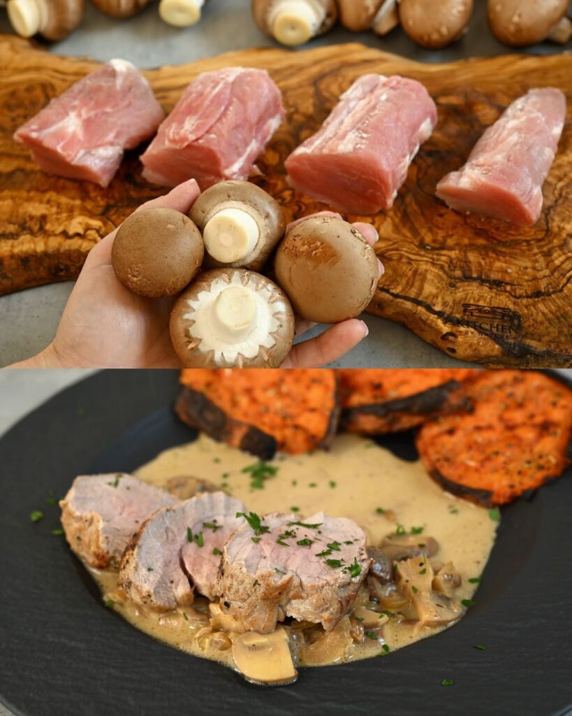 Creamy Pork Fillet with Mushroom and White Wine Sauce