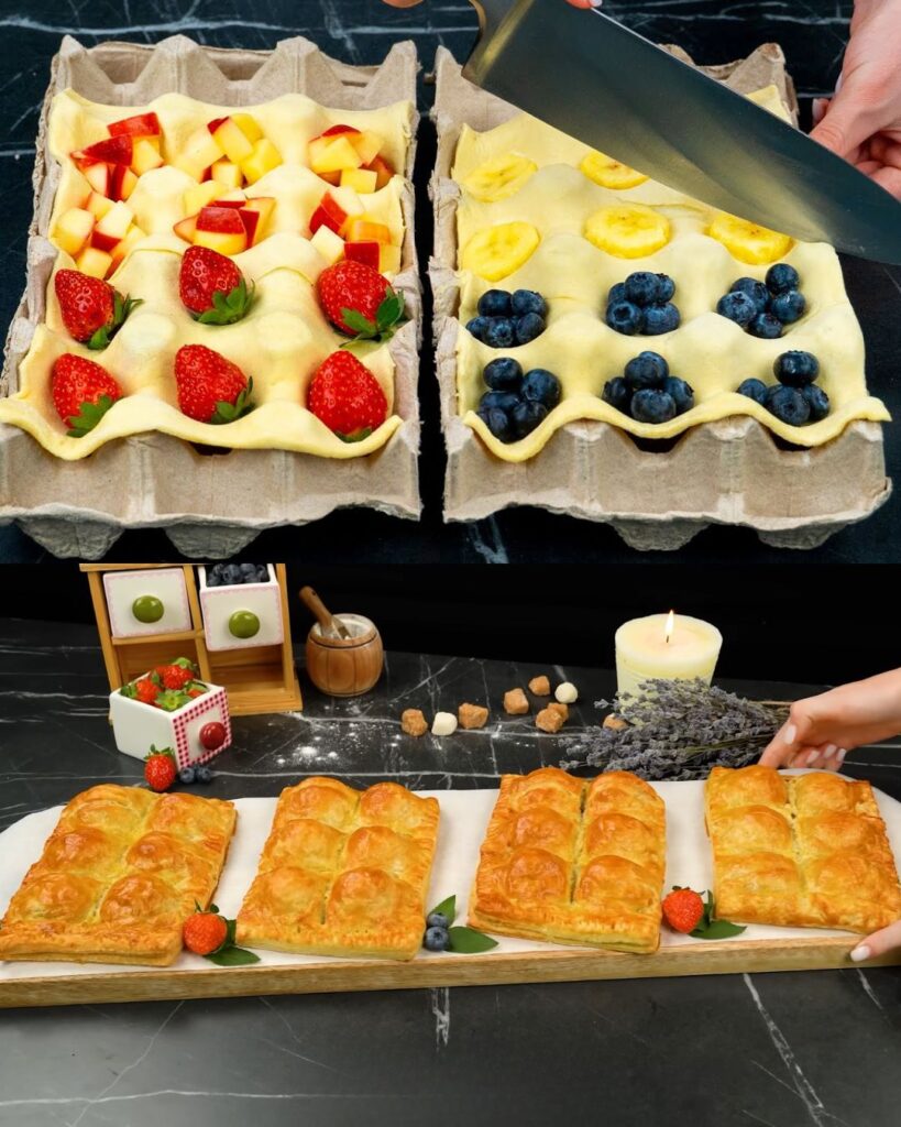 Mixed Berry and Apple Puff Pastry Delight with Chocolate Drizzle