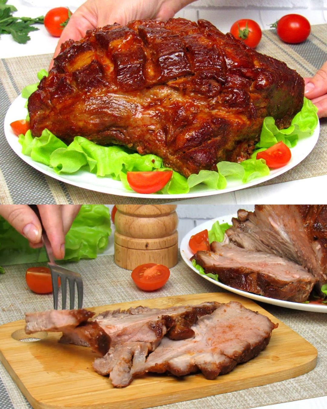 Glazed Oven-Baked Pork Neck in Foil
