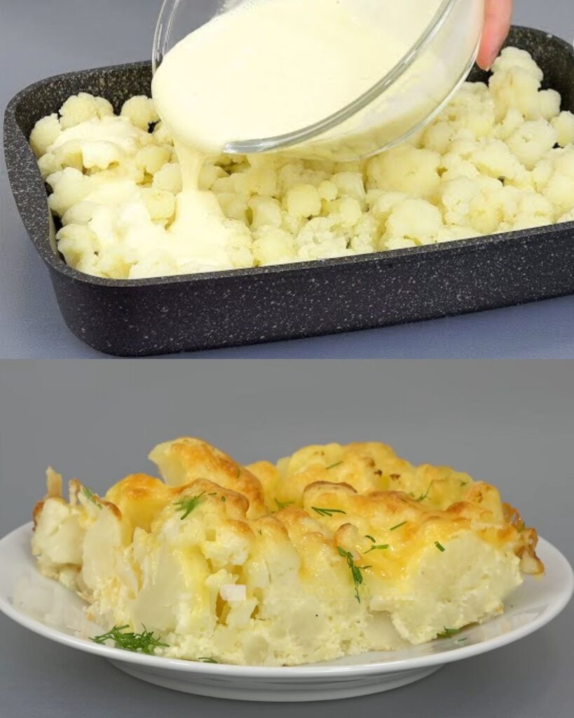 Baked Cauliflower with Creamy Cheese Sauce finished dish