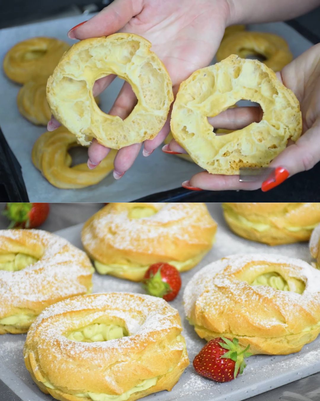 Choux Pastry with Pistachio Cream Filling