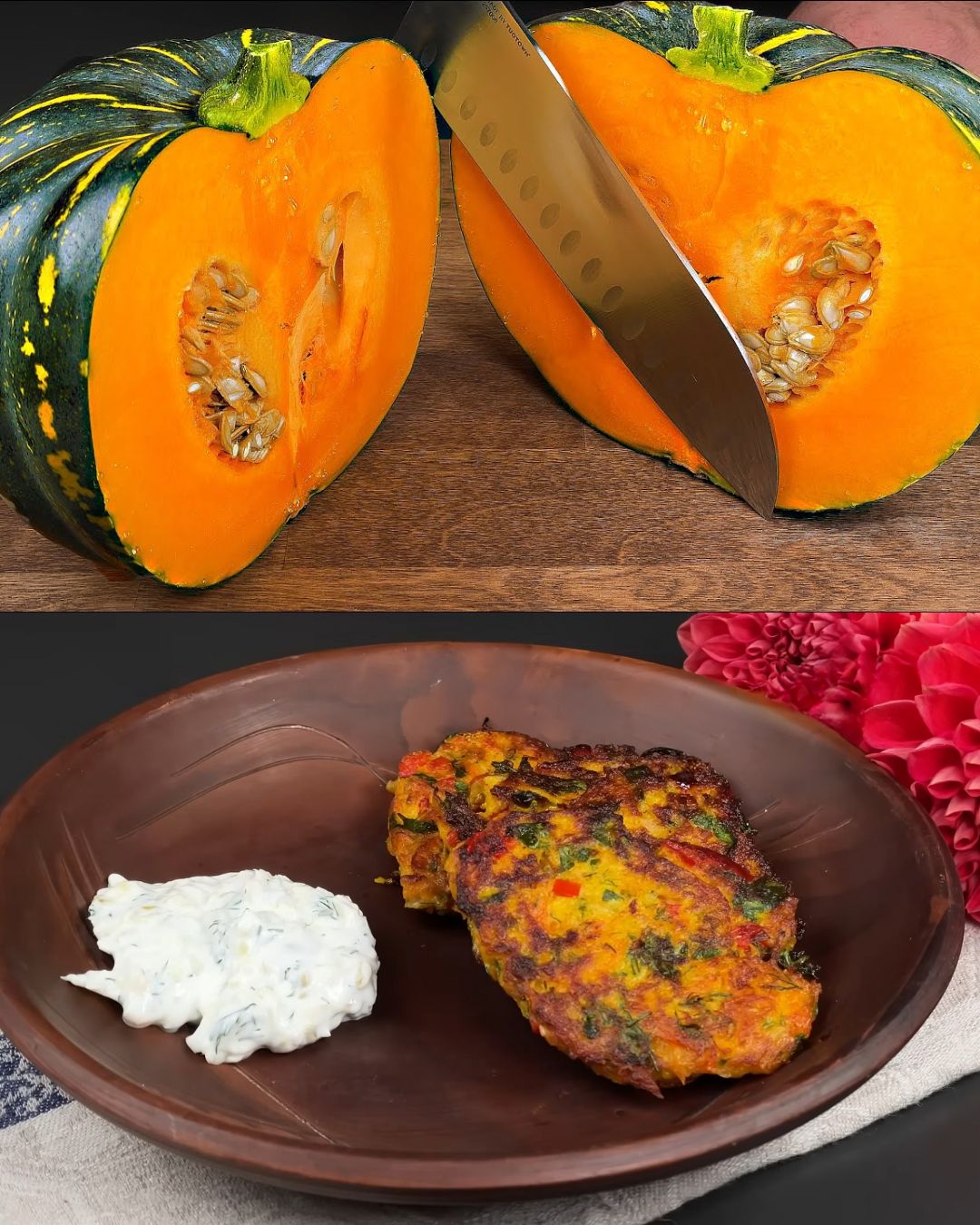 Savory Pumpkin Oatmeal Bake with Pickled Cucumber Greek Yogurt Sauce