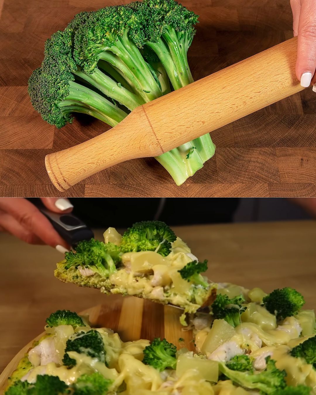 Broccoli Pizza with Chicken and Pineapple