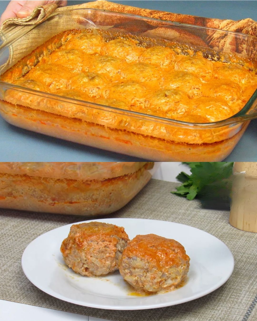 Stuffed Meatballs in Sour Cream Tomato Sauce