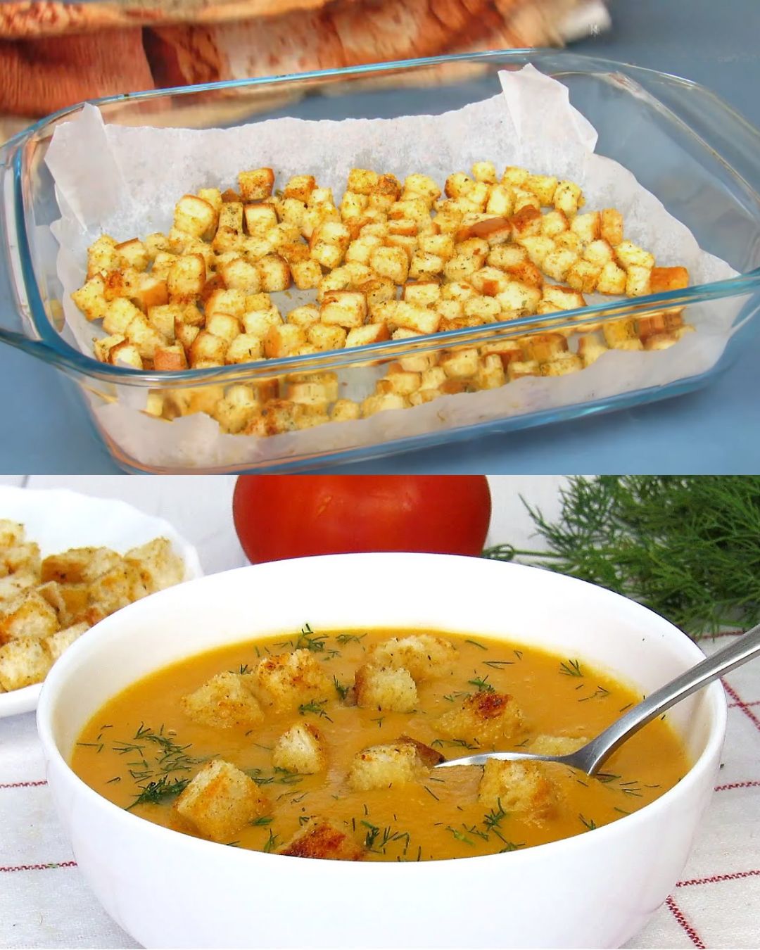 Creamy Zucchini Soup with Homemade Croutons