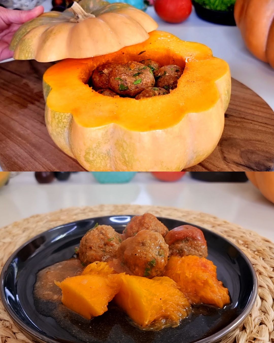 Stuffed Pumpkin with Savory Minced Veal and Herbs