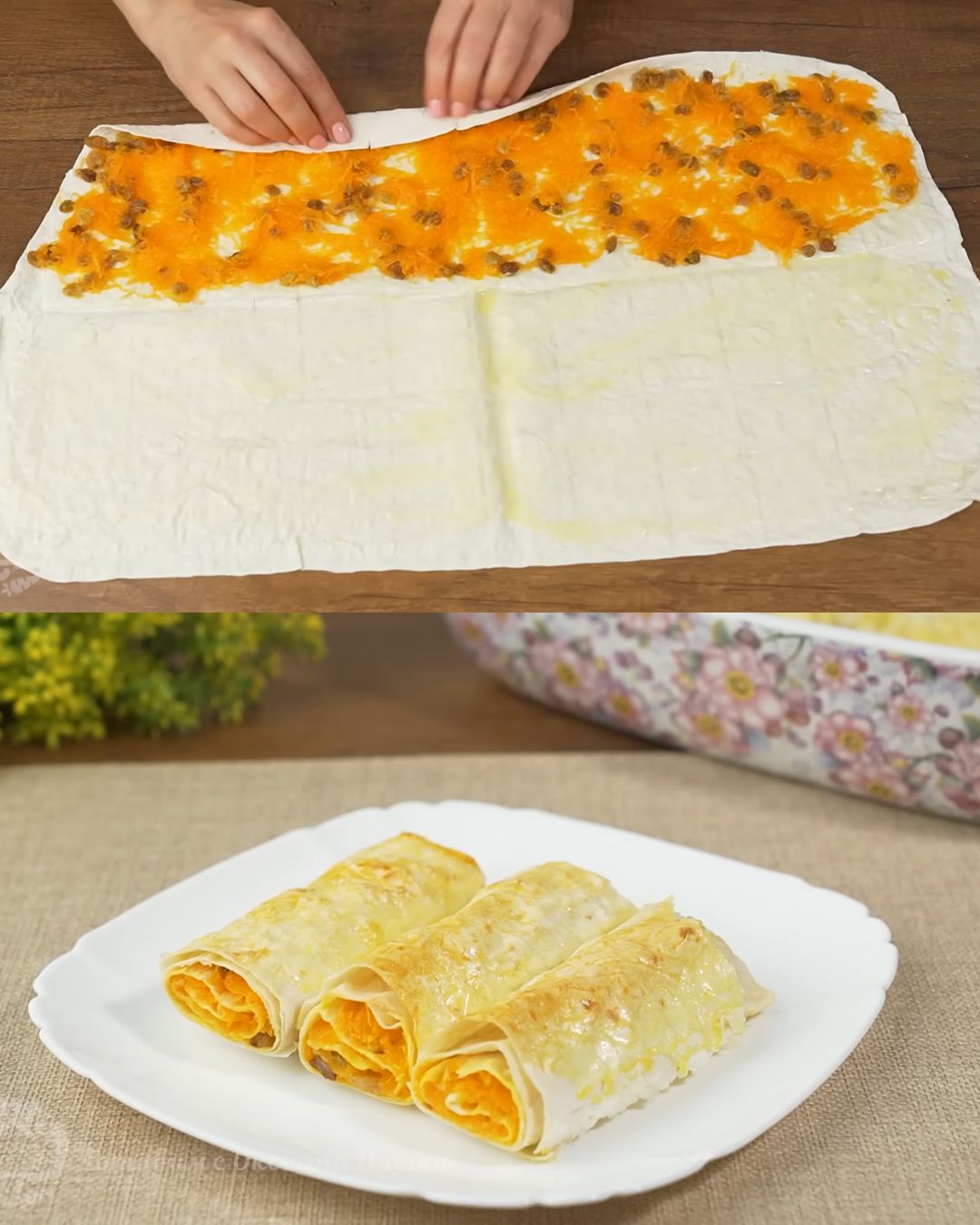 Pumpkin and Raisin Lavash Rolls with Orange Zest