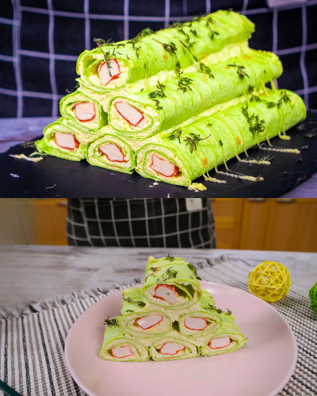 Lavash Rolls with Crab Sticks and Cheese